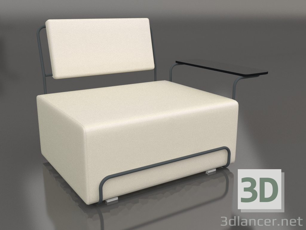 3 डी मॉडल दाहिने आर्मरेस्ट के साथ लाउंज कुर्सी (एन्थ्रेसाइट) - पूर्वावलोकन