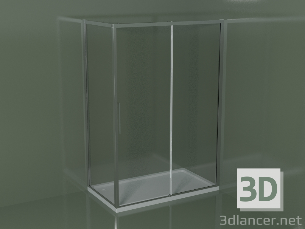 modello 3D Box doccia scorrevole ZQ + ZF 140 per piatto doccia angolare rettangolare - anteprima