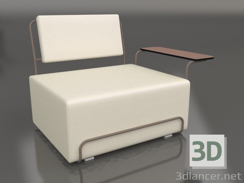 3d model Lounge chair with right armrest (Bronze) - preview