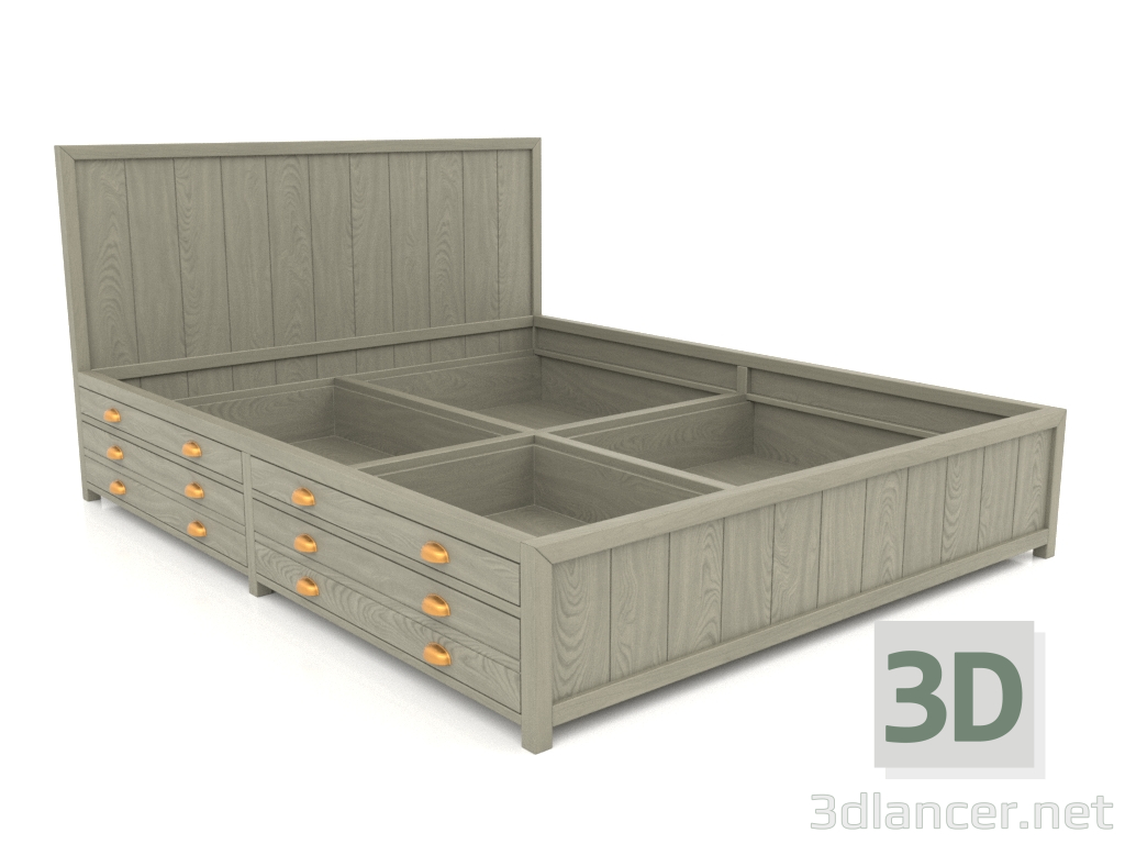 3d model Una cama doble sin pared frontal. - vista previa