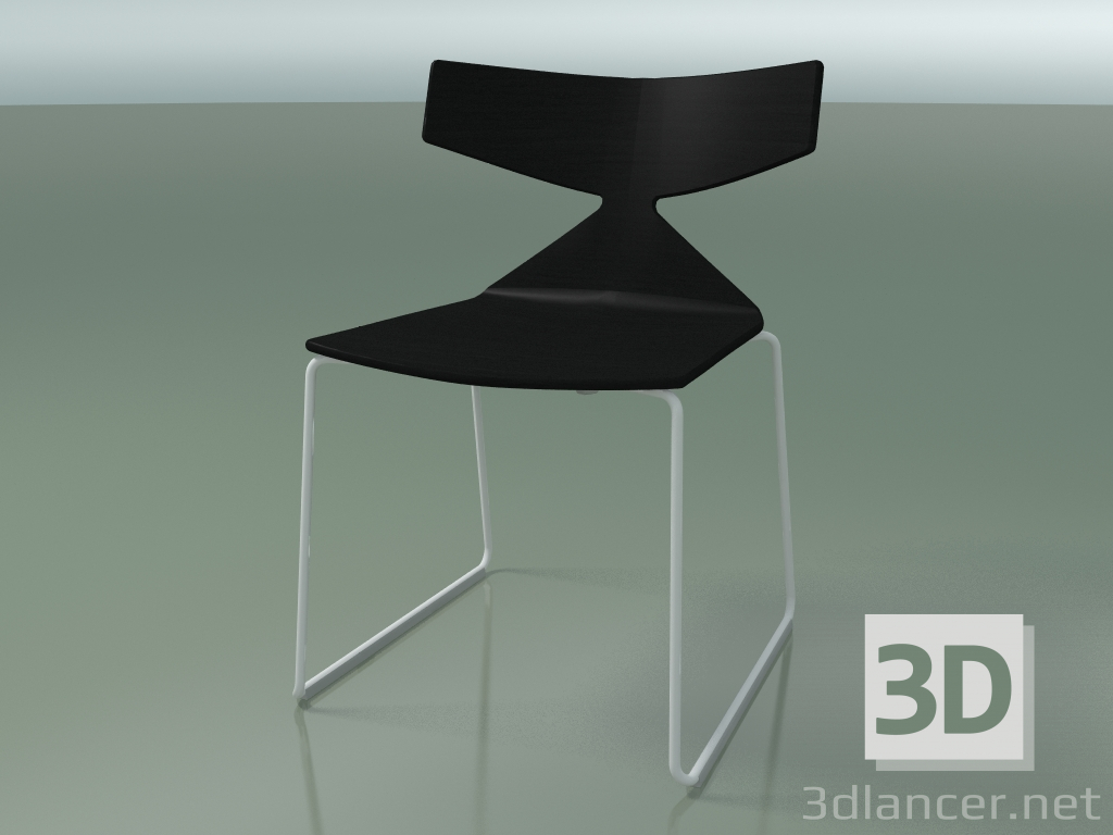 3D Modell Stapelbarer Stuhl 3702 (auf einem Schlitten, schwarz, V12) - Vorschau