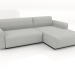 Modelo 3d Sofá-cama para 2 pessoas estendido para a direita - preview