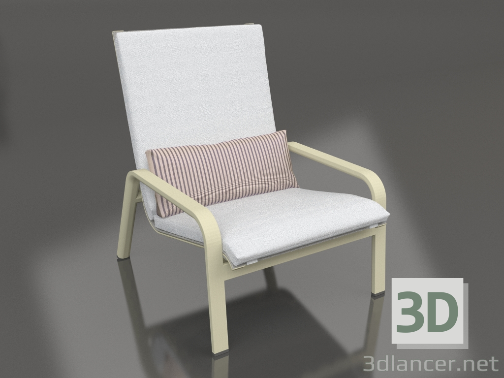 3 डी मॉडल ऊंची पीठ वाली लाउंज कुर्सी (सोना) - पूर्वावलोकन