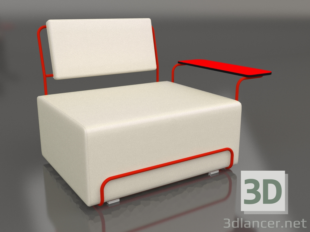 3d model Lounge chair with right armrest (Red) - preview