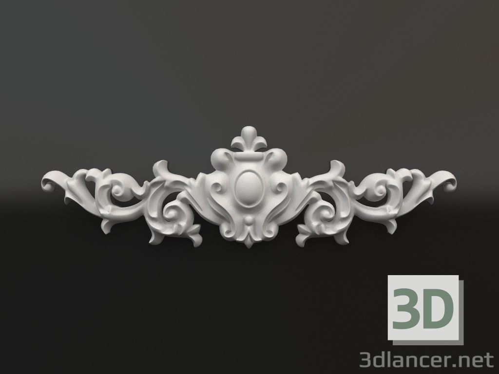 3d model Elemento decorativo de yeso DE 028 (410x120) - vista previa