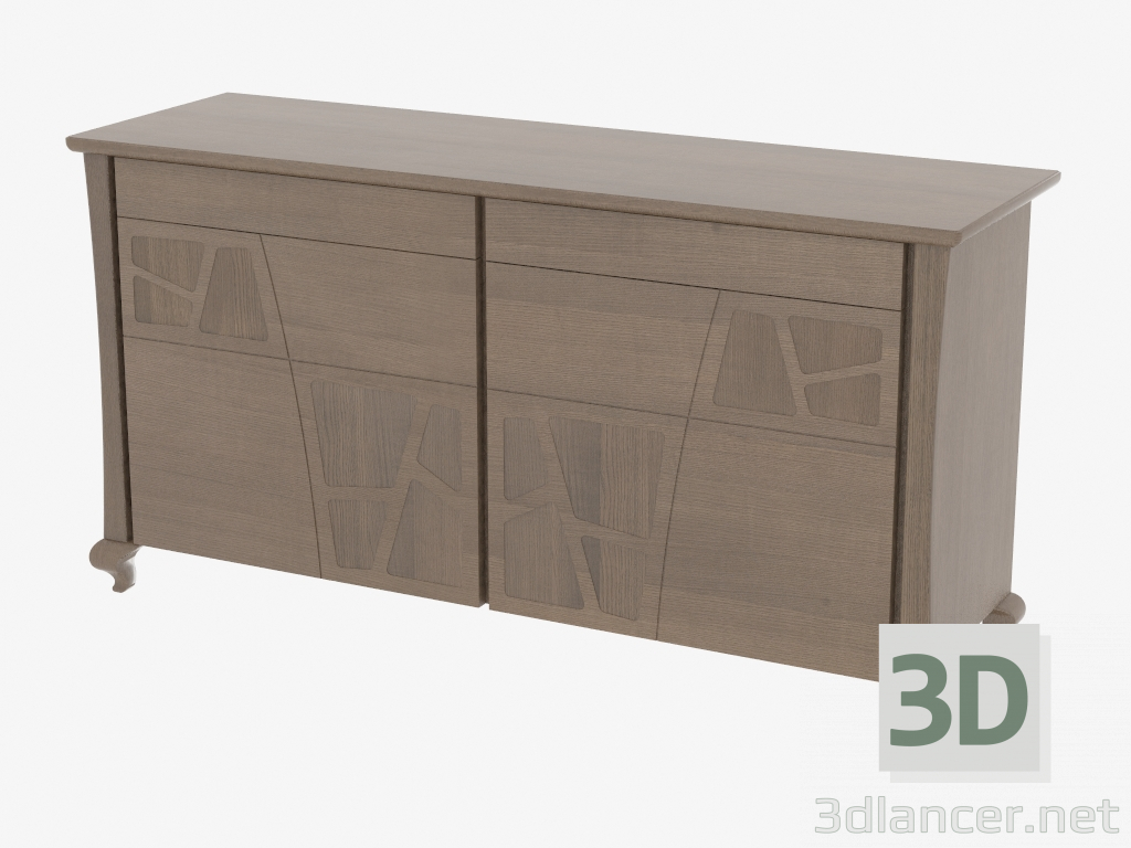 modèle 3D Buffet 2 portes 2 tiroirs sur CR2MOLR jambes courbe - preview