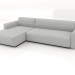 modèle 3D Canapé-lit 2,5 places allongé à gauche - preview