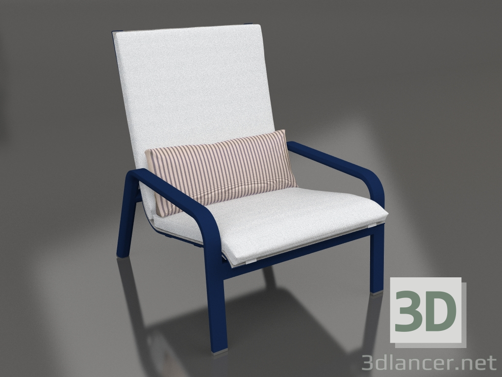 modello 3D Poltrona lounge con schienale alto (Blu notte) - anteprima