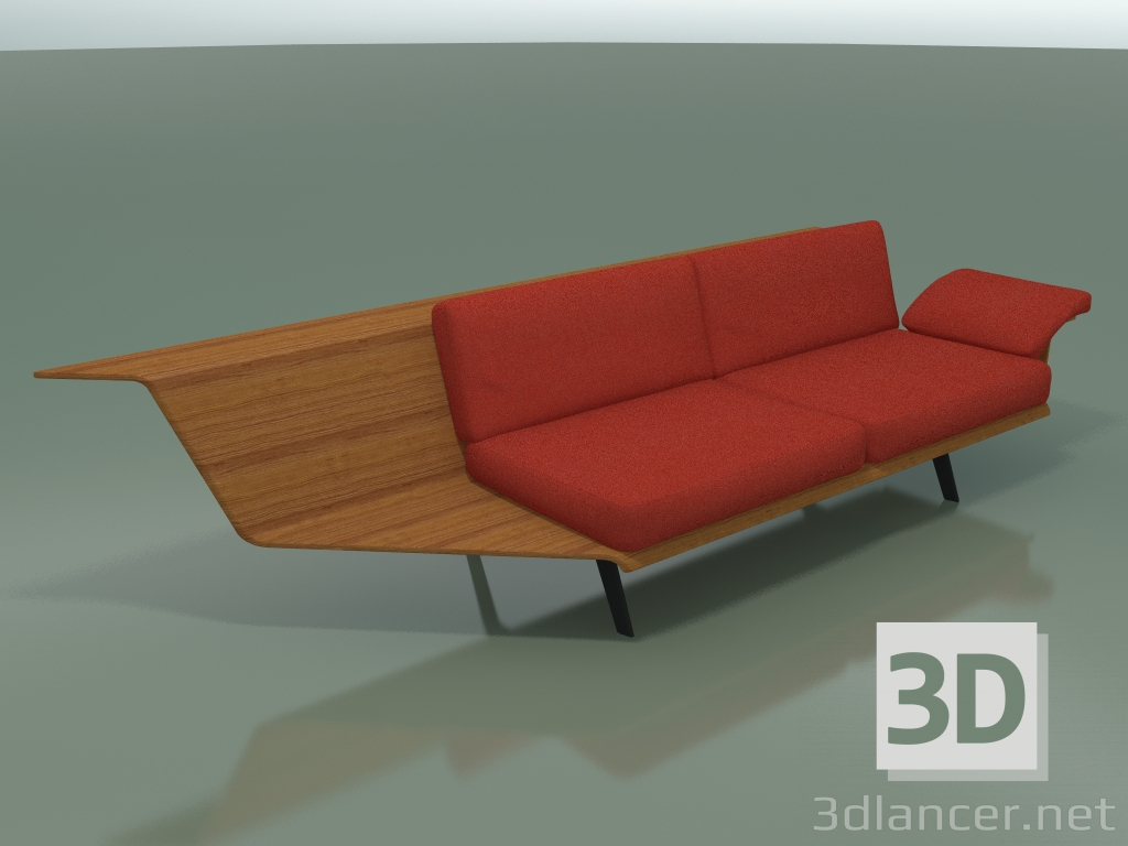 modello 3D Modulo angolare doppio Lounge 4406 (90 ° a destra, effetto Teak) - anteprima