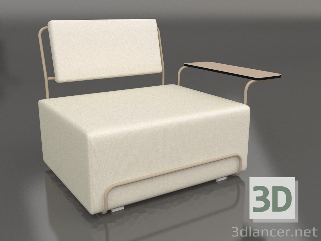modello 3D Poltrona lounge con bracciolo destro (Sabbia) - anteprima