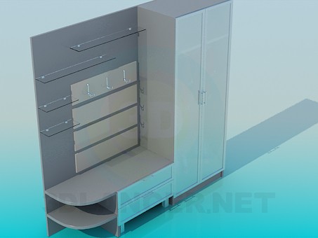 3d model Cupboard in the hallway - preview 3d model Cupboard in the hallway - preview