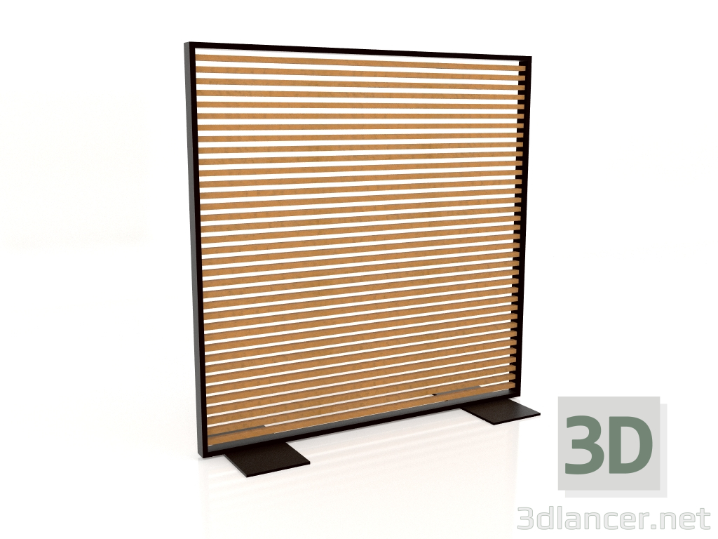 modello 3D Parete divisoria in legno artificiale e alluminio 150x150 (Roble Golden, Nero) - anteprima