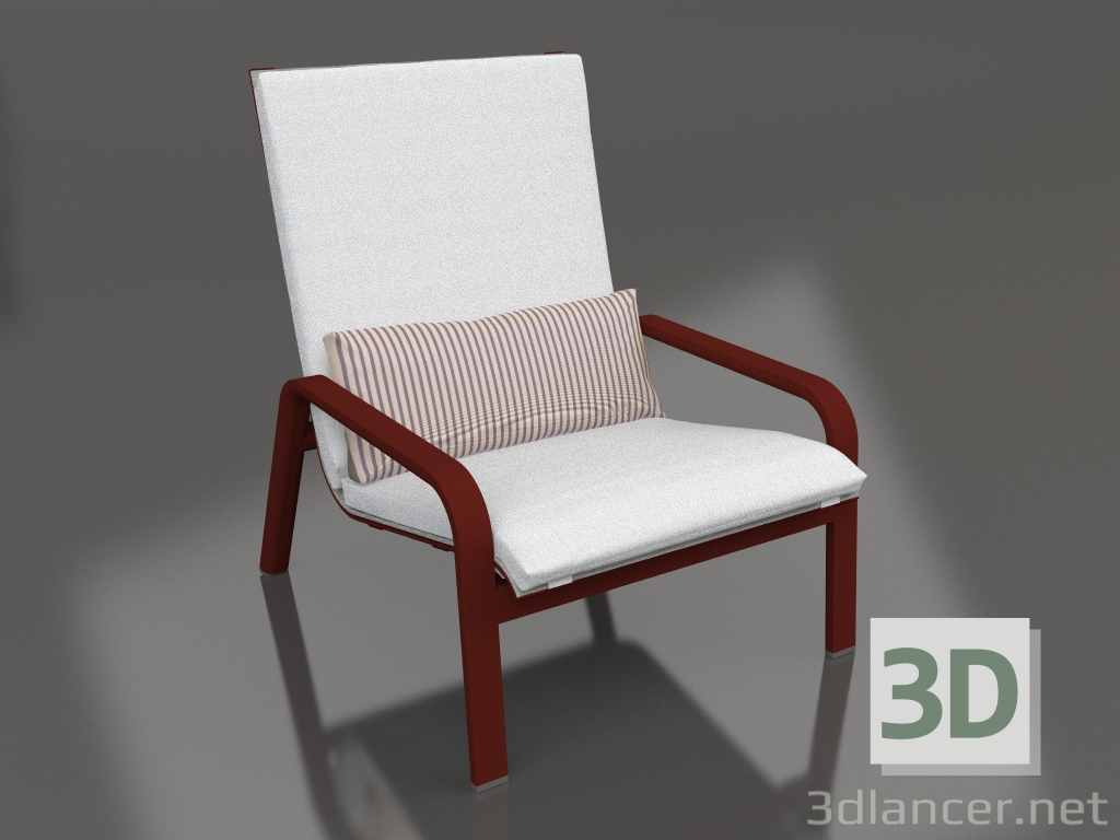 modello 3D Poltrona lounge con schienale alto (Rosso vino) - anteprima
