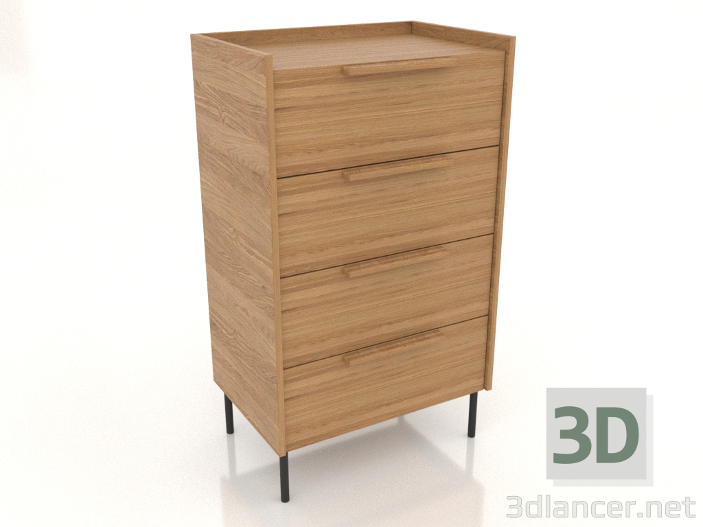 modèle 3D Commode hauteur 600 mm (chêne naturel) - preview