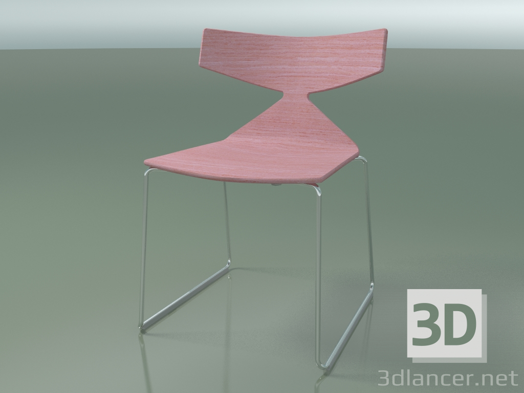 3D Modell Stapelbarer Stuhl 3702 (auf einem Schlitten, Pink, CRO) - Vorschau