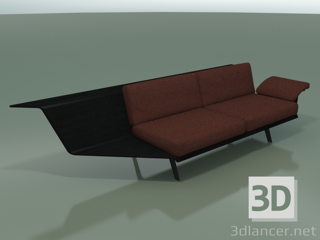 3D Modell Modul eckige Doppel Lounge 4406 (90 ° rechts, schwarz) - Vorschau