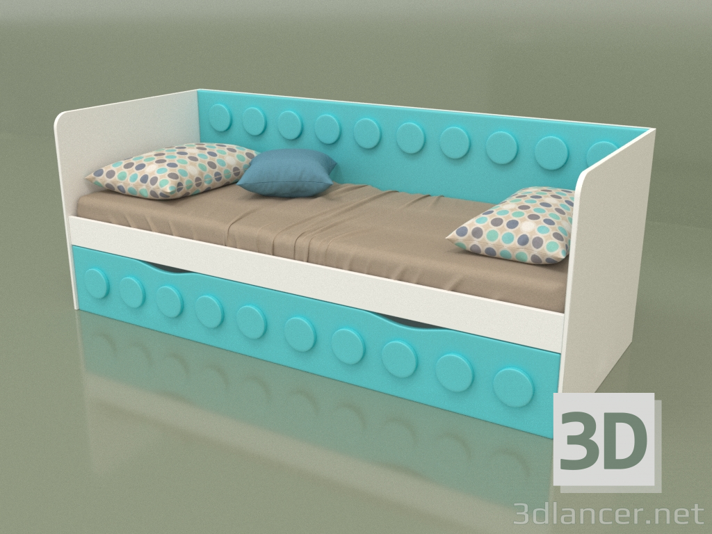 Modelo 3d Sofá-cama adolescente com 1 gaveta (Aqua) - preview