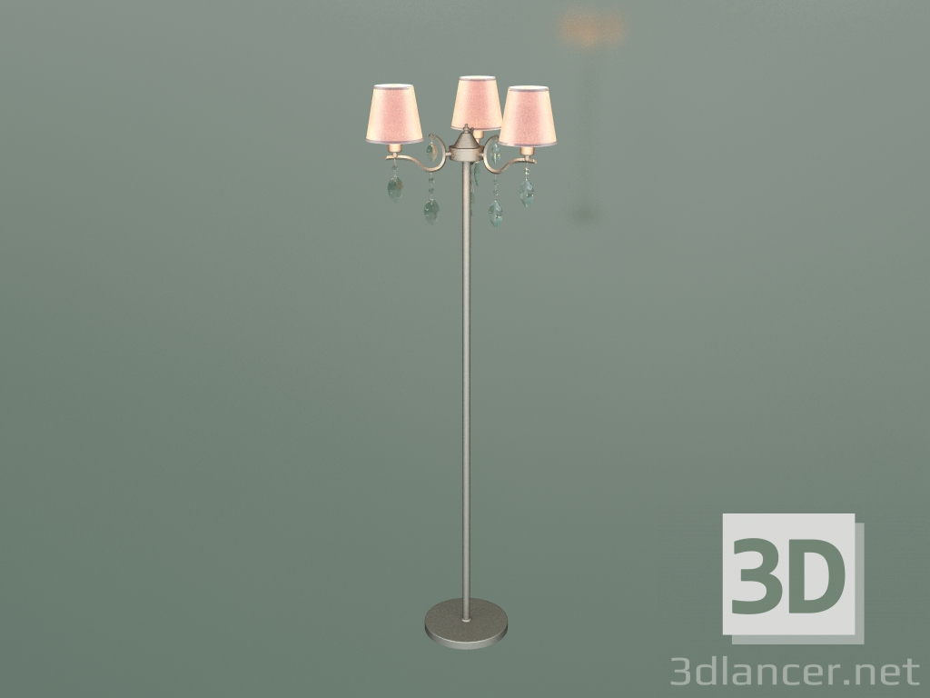 modello 3D Lampada da terra 01059-3 (nichel satinato - cristallo trasparente Strotskis) - anteprima