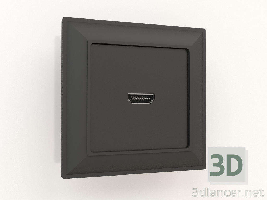 Modelo 3d Soquete HDMI (preto fosco) - preview