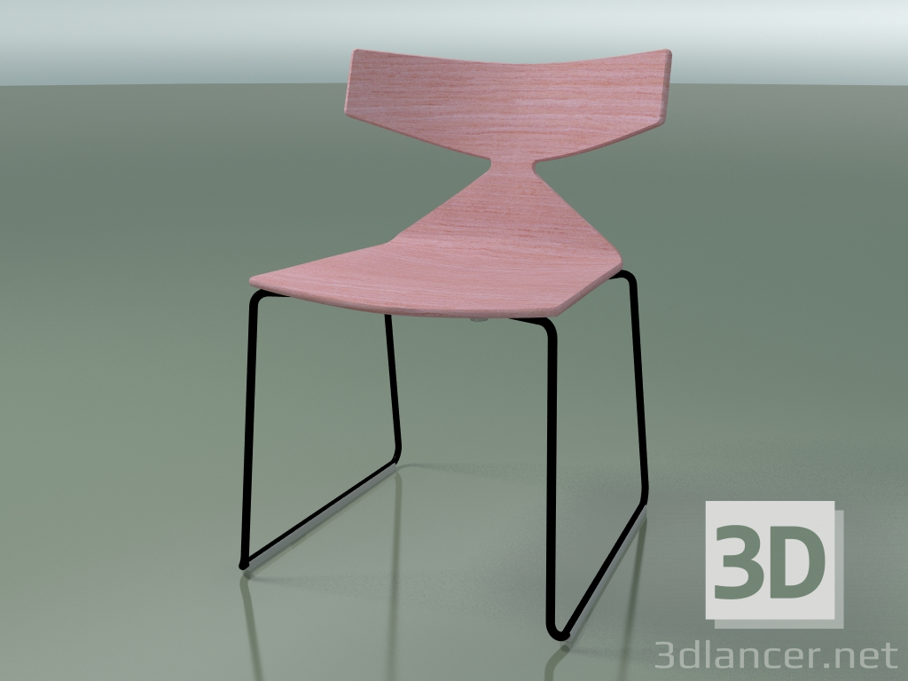 modello 3D Sedia impilabile 3702 (su slitta, rosa, V39) - anteprima
