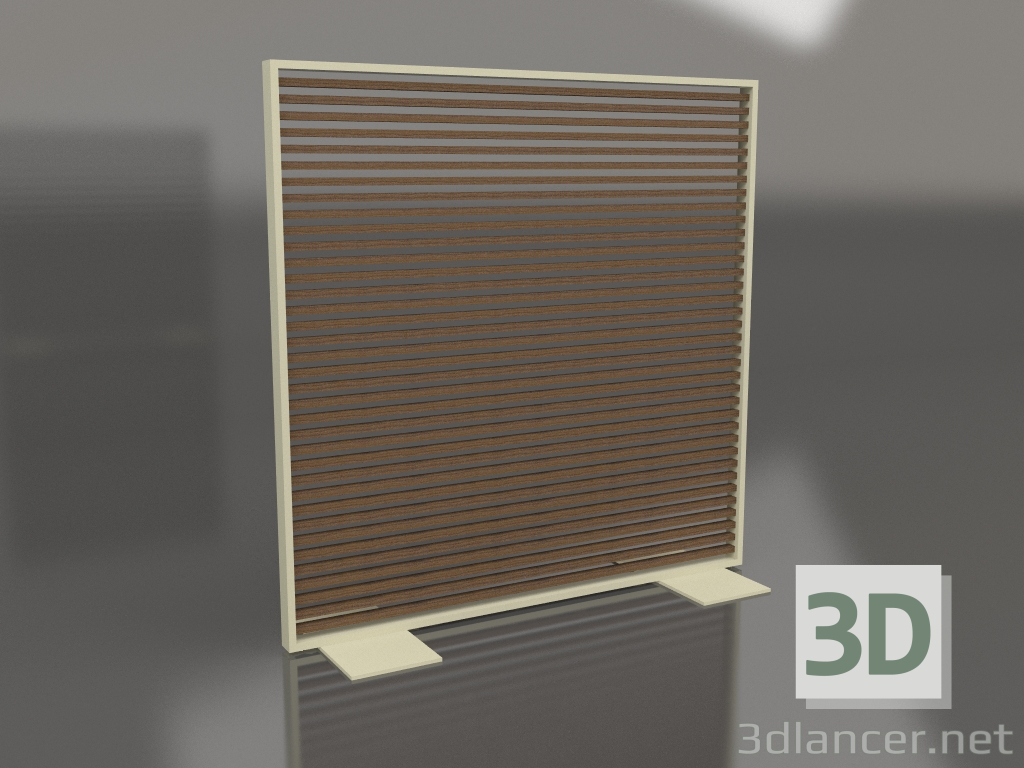 3D Modell Trennwand aus Kunstholz und Aluminium 150x150 (Teak, Gold) - Vorschau