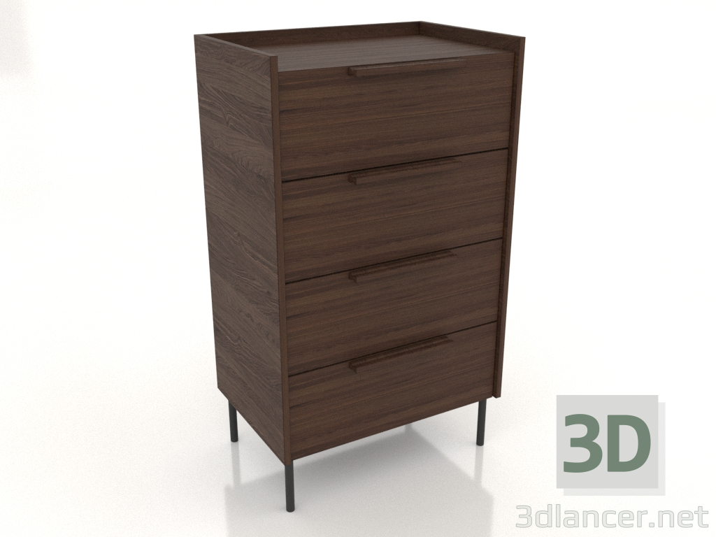 modèle 3D Commode hauteur 600 mm (noyer foncé) - preview