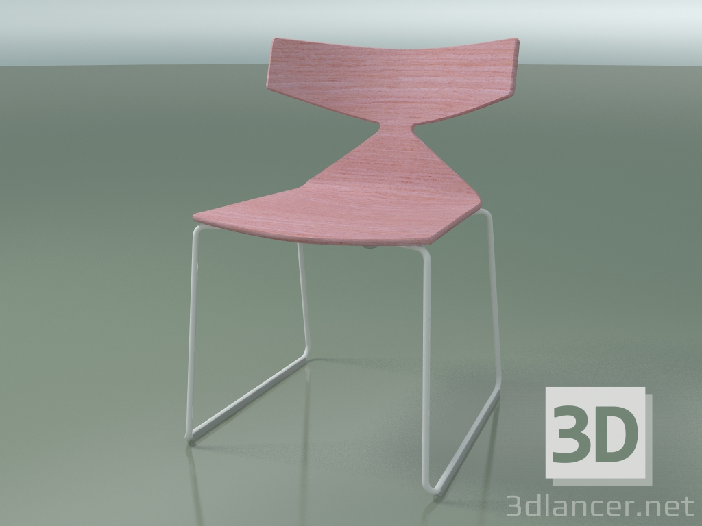 modello 3D Sedia impilabile 3702 (su slitta, rosa, V12) - anteprima
