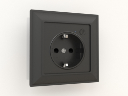 Smart recessed socket with grounding and protective shutters (black matte)
