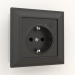 3d model Smart recessed socket with grounding and protective shutters (black matte) - preview