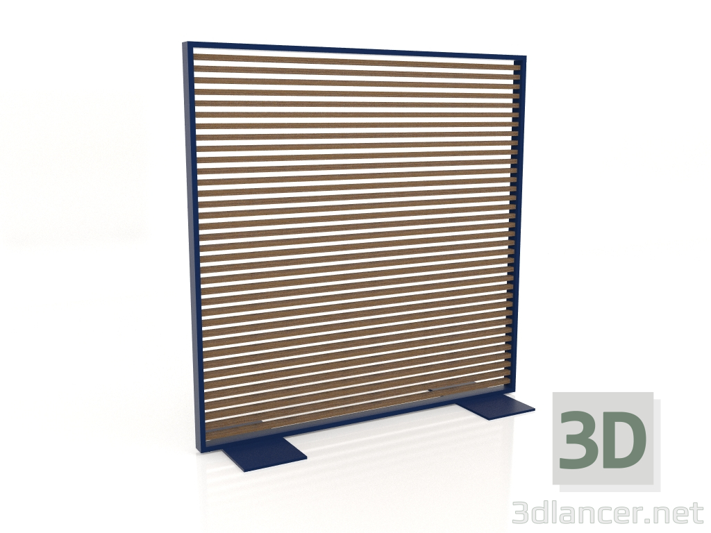 modèle 3D Cloison en bois artificiel et aluminium 150x150 (Teck, Bleu nuit) - preview