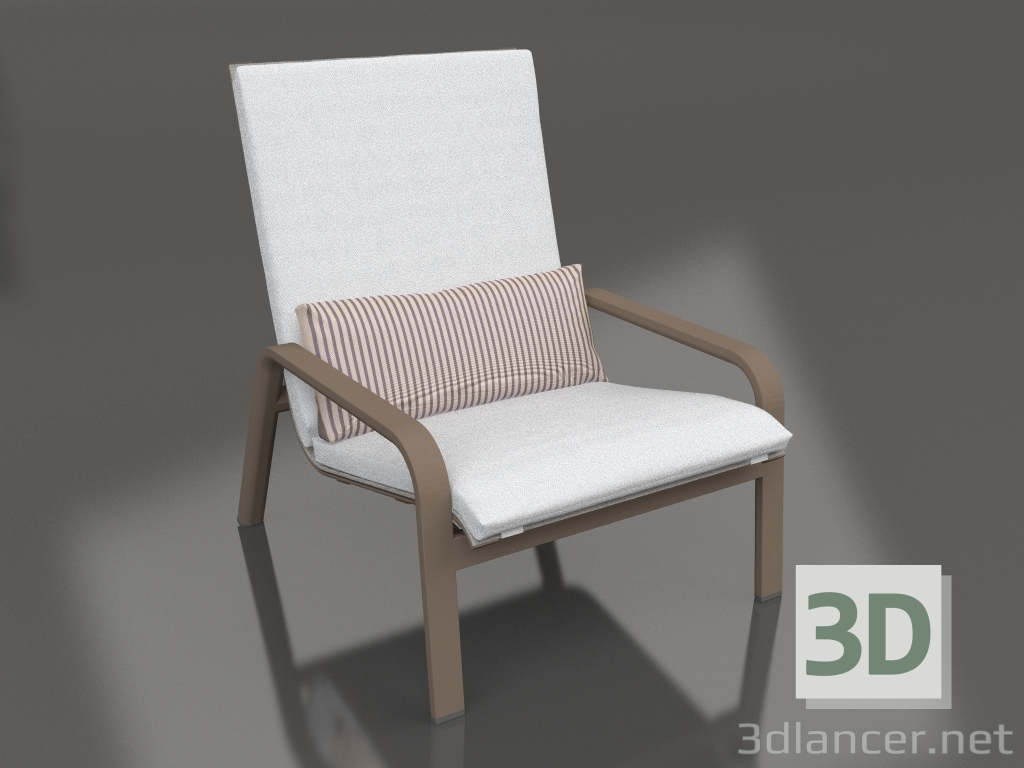 modello 3D Poltrona lounge con schienale alto (Bronzo) - anteprima