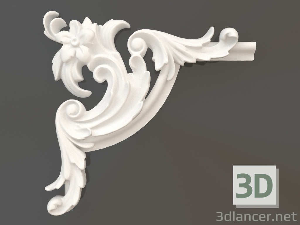 3d model Elemento esquinero de yeso DELH 003 4-3A (244x255x33) - vista previa