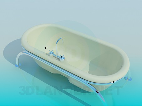 3d model Bath on stainless steel legs - preview