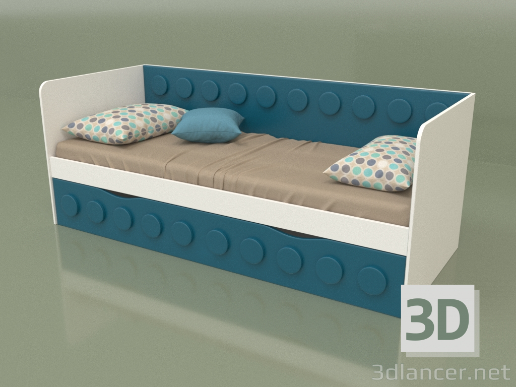 3D Modell Schlafsofa für Teenager mit 1 Schublade (Türkis) - Vorschau