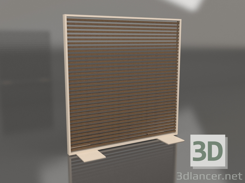 modello 3D Parete divisoria in legno artificiale e alluminio 150x150 (Teak, Sabbia) - anteprima