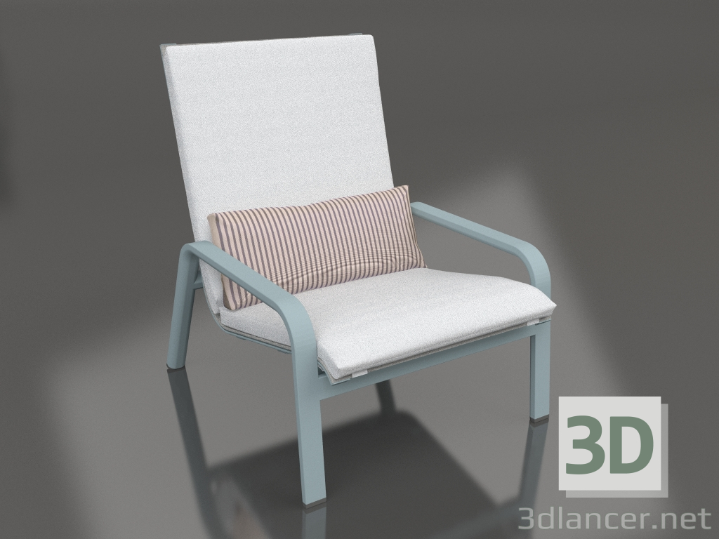 modello 3D Poltrona lounge con schienale alto (grigio blu) - anteprima