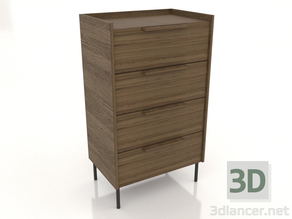 3d model Chest of drawers 600 mm high (lightened ash walnut) - preview