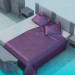 3d модель Кровать, тумбы и комод в наборе – превью