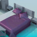 3d модель Ліжко, тумби комод в наборі – превью