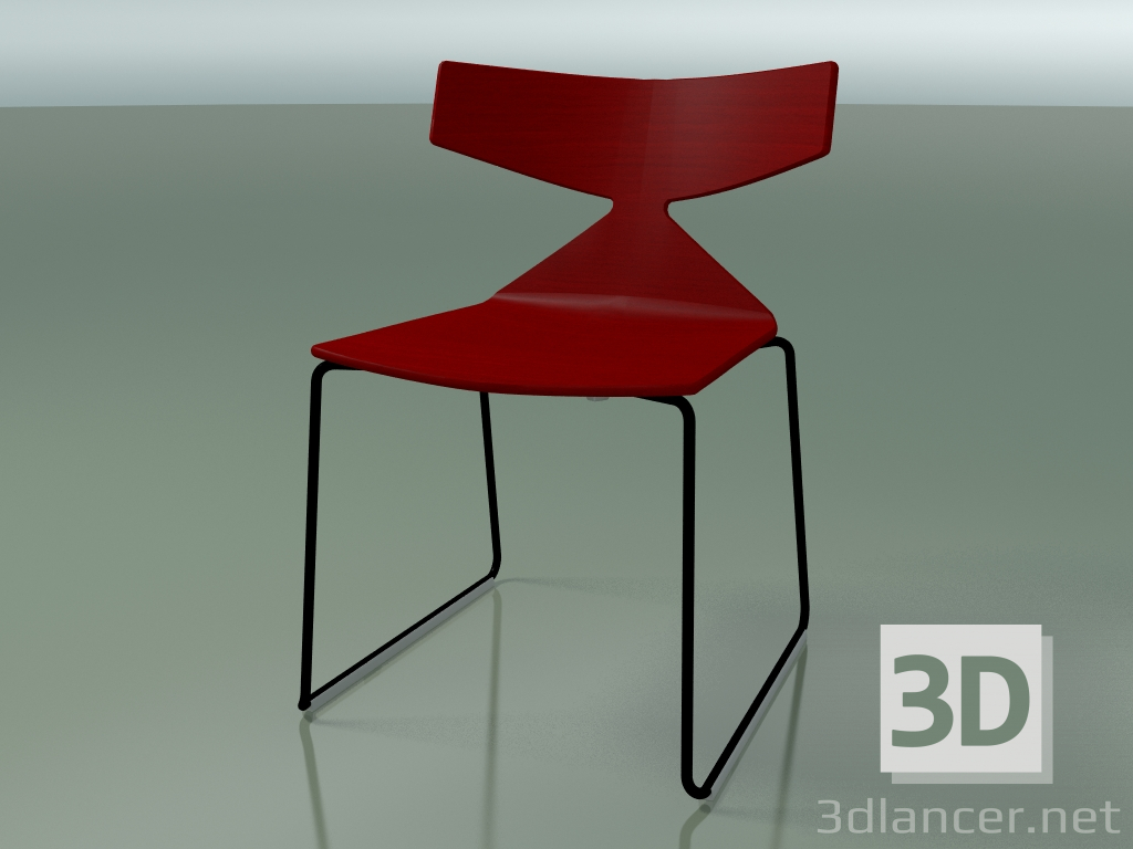 modello 3D Sedia impilabile 3702 (su slitta, rossa, V39) - anteprima
