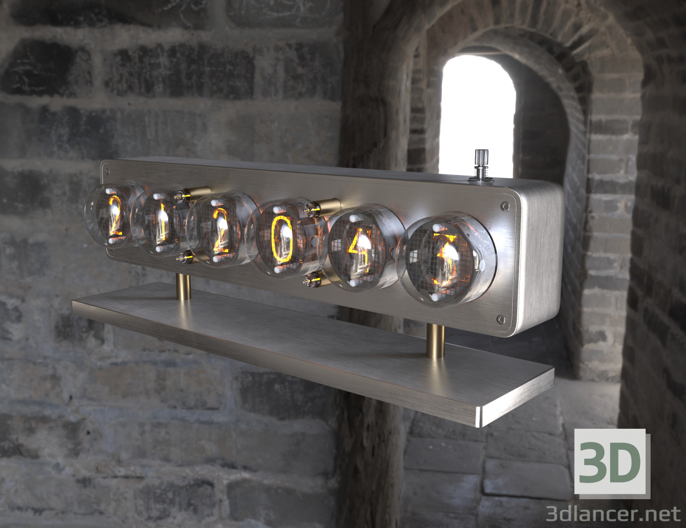 3d Clock on lamps IN-4.IN4 Glow Tube Nixie Electron Tube Clock model buy - render