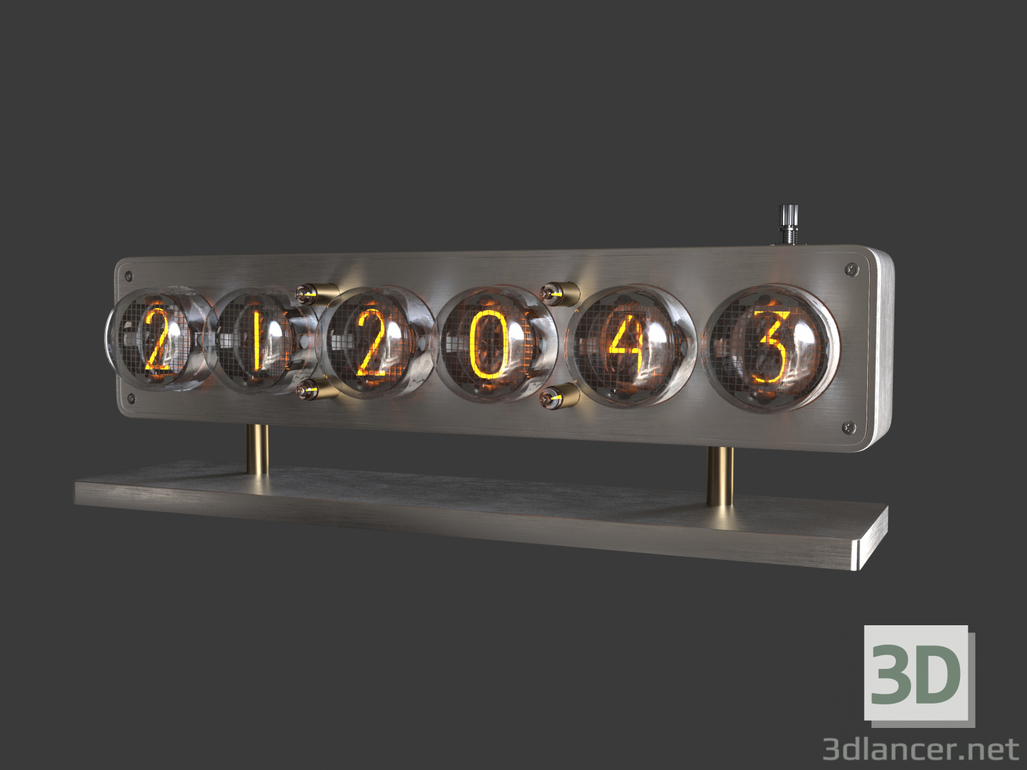 3d Clock on lamps IN-4.IN4 Glow Tube Nixie Electron Tube Clock model buy - render