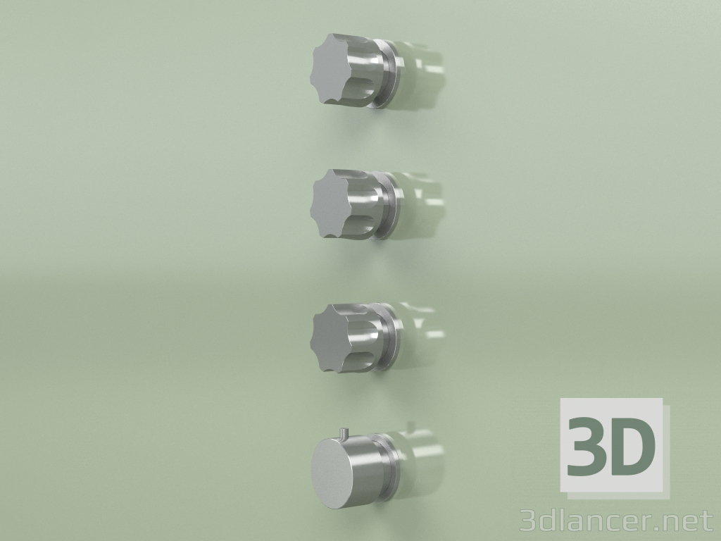3d модель Комплект термостатического смесителя с 3-мя запорными вентилями (17 50 0, AS) – превью