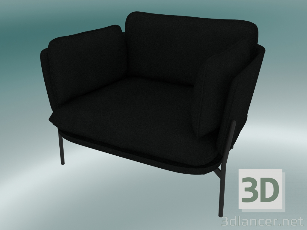 modello 3D Poltrona Cloud (LN1, 84x100 N 75cm, gambe nere calde, pelle - seta nera) - anteprima