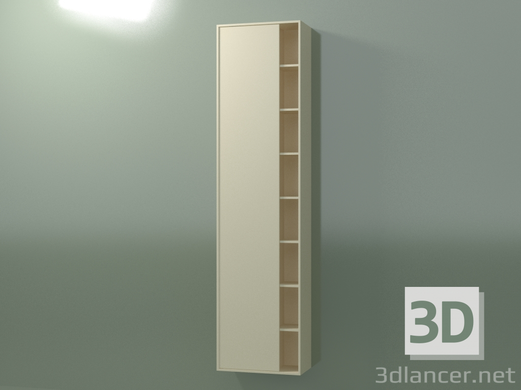 3D Modell Wandschrank mit 1 linken Tür (8CUCFCS01, Knochen C39, L 48, P 24, H 192 cm) - Vorschau