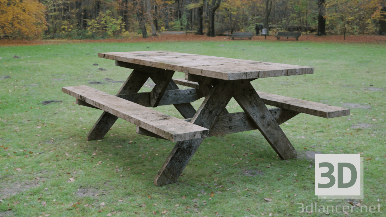 modello 3D tavolo da picnic - anteprima