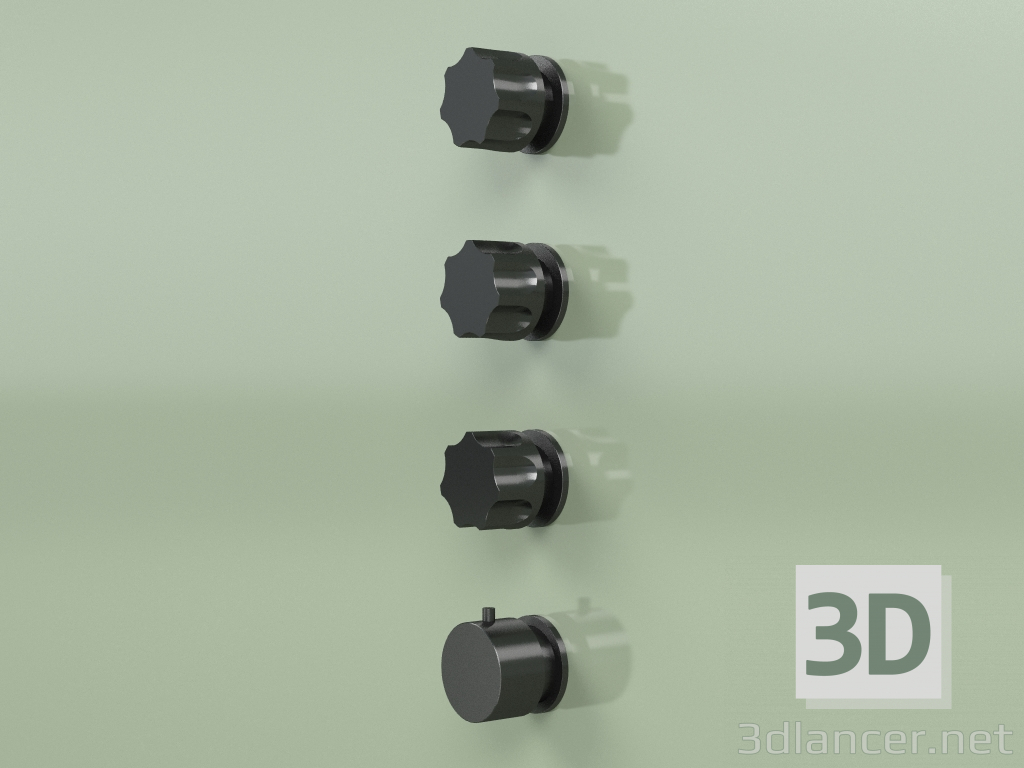 modèle 3D Set mitigeur thermostatique avec 3 vannes d'arrêt (17 50 0, ON) - preview