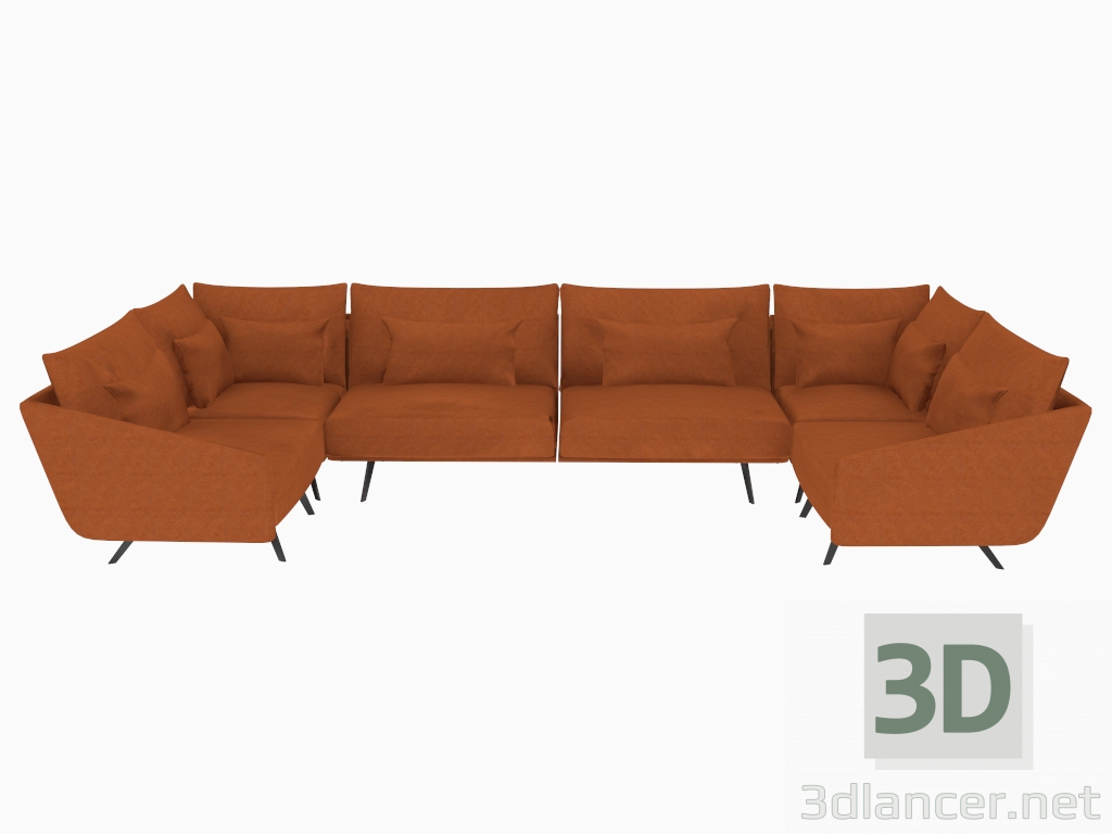 modèle 3D Canapé (HSID HM HM HA HA) - preview