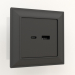 3d model USB socket type A+C (black matt) - preview
