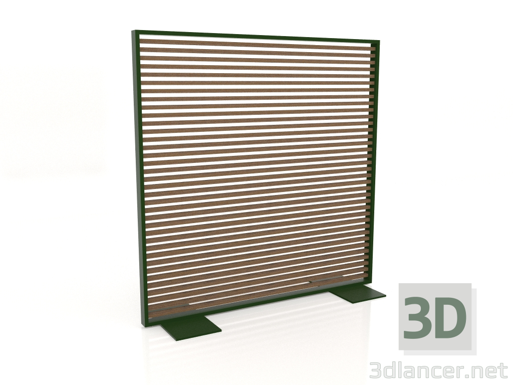 3D Modell Trennwand aus Kunstholz und Aluminium 150x150 (Teak, Flaschengrün) - Vorschau